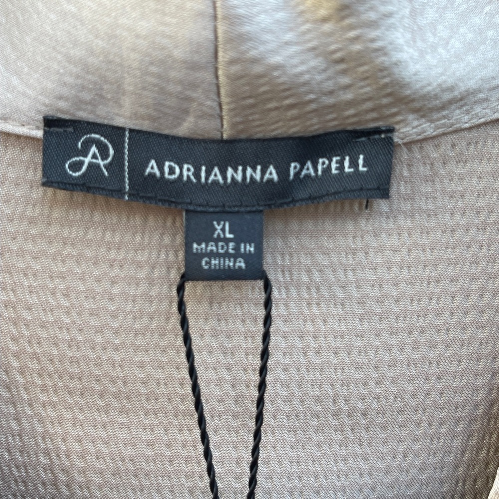 NWT Adrianna Papell Beige Textured Button Down Blouse Size: XL - Picture 2 of 9